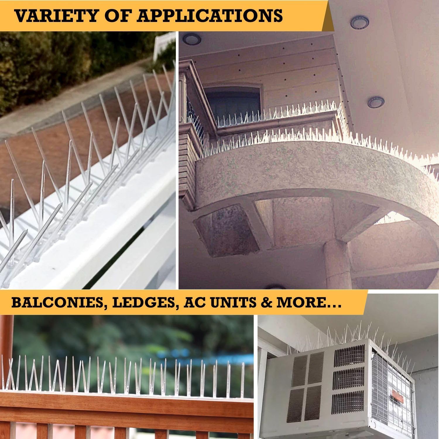 Bird spikes installation on balcony