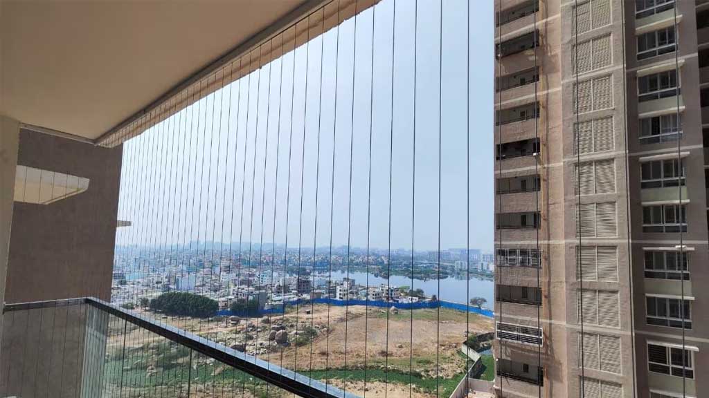 Balcony invisible grill installation