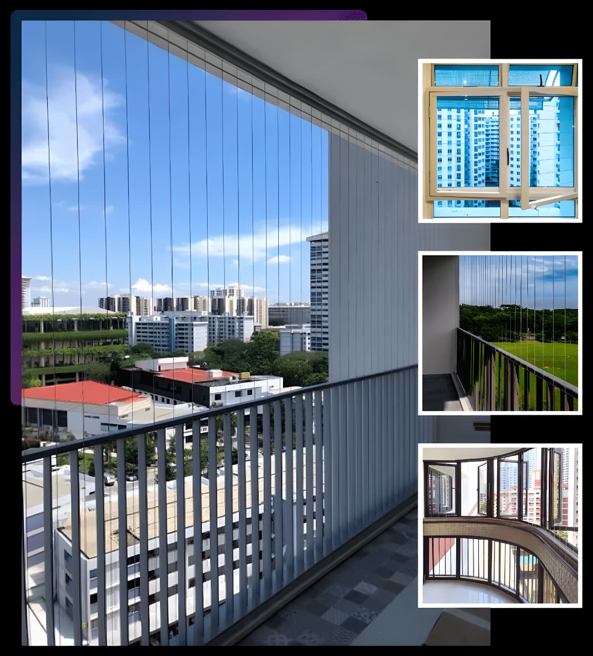 Balcony invisible grill installation