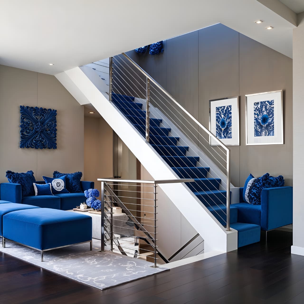 Staircase invisible grill installation