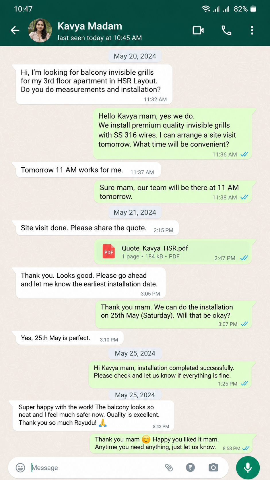 WhatsApp review window invisible grill
